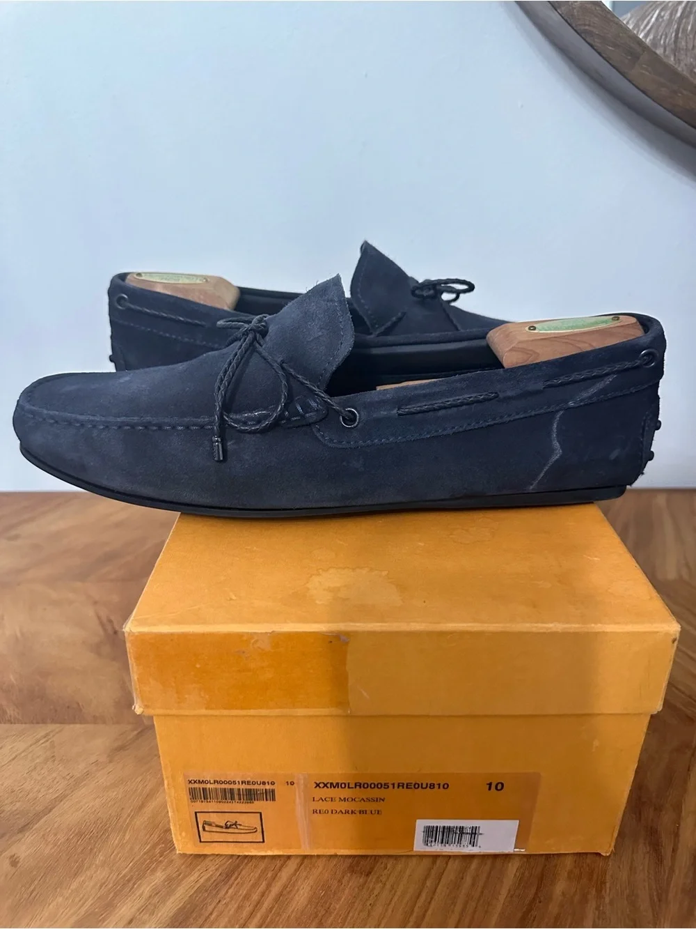 Tod’s Gommino Men's Navy Blue Suede Driving Loafers SZ 10 Luxury Coastal EUC